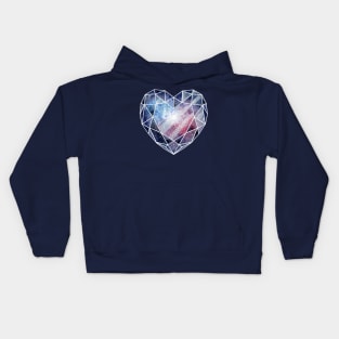 Galaxy crystal heart Kids Hoodie